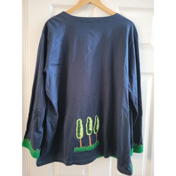 Michael Simon Lite Blue Cardigan Plus size 1X Forest Animals - Picture 7 of 9